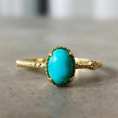 Turquoise Ring | 14k Gold Turquoise Ring With 925 Silver