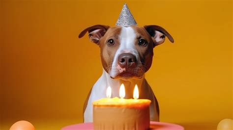 Premium Photo | A dog with a birthday hat on is celebrating a birthday.