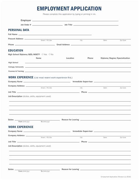 50 Generic Job Application Fillable Pdf