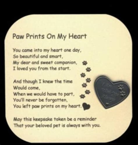 Pet memorial giftPaw Prints On My Heart Poem & Pocket Token | Etsy