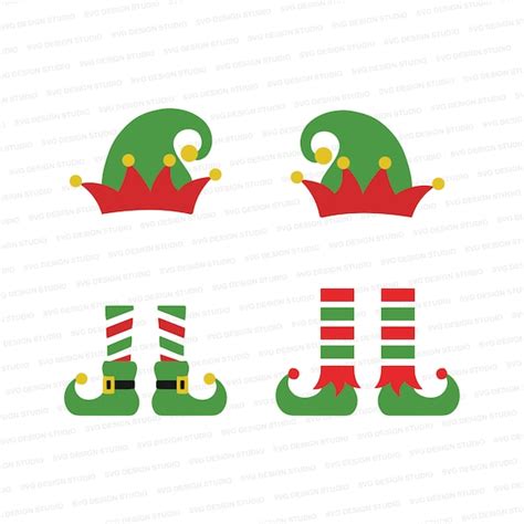 Elf Hat and Shoes Two Designs SVG Customizable Christmas Elf | Etsy