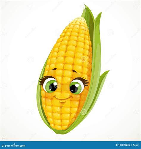 Cute cartoon emoji corn stock vector. Illustration of yellow - 185820236