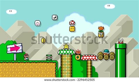 Art Super Mario World Classic Video Stock Vector (Royalty Free ...