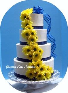White, Navy Blue and Yellow Wedding Cake | Grace Tari | Flickr