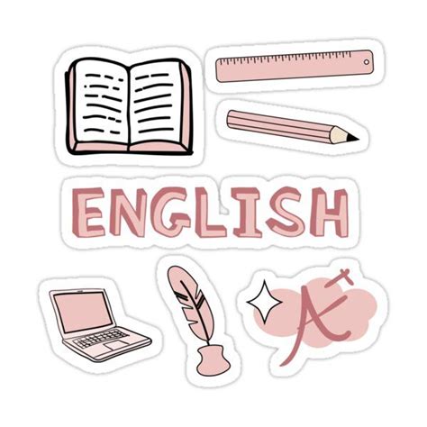 Peach English School Subject Sticker Pack Sticker by The-Goods en 2021 | Caratulas para carpetas ...