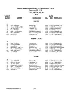 Masters Weightlifting Records / masters-weightlifting-records.pdf / PDF4PRO