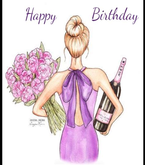 Happy Birthday Woman with Wine and Flowers