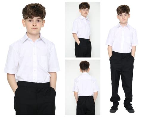 Plus Fit Short Sleeve Boys White School Uniform Polycotton Shirt Sizes ...