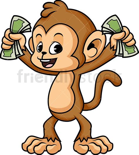 Monkey With Money Cartoon Vector Clipart - FriendlyStock