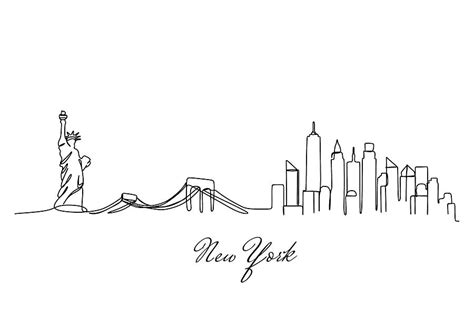 New York Skyline Drawing by SimpleLine - Fine Art America