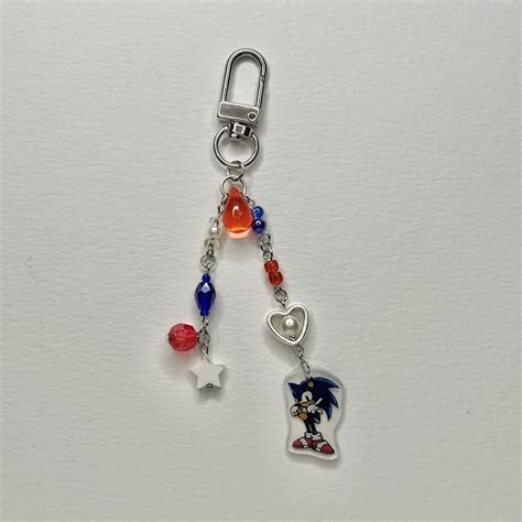 sonic the hedgehog keychain! sonic made with... - Depop