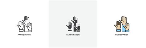 participation icon. Line, solid and filled outline colorful version, outline and filled vector ...