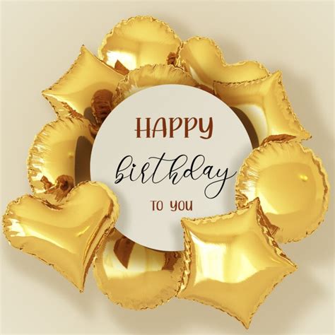 Free Happy Birthday Image With Golden Balloons - birthdayimg.com