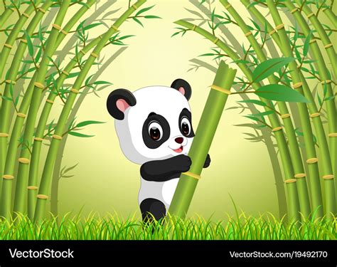 Two cute panda in a bamboo forest Royalty Free Vector Image