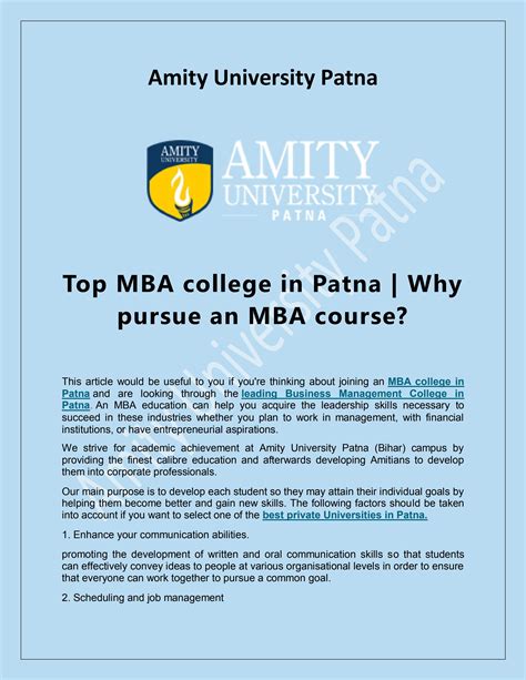 Amity University is the Top MBA college in Patna. by amityuniversity ...