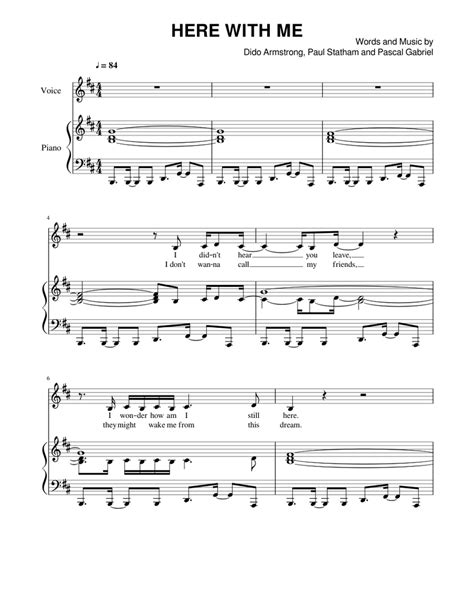 "Here With Me" by Dido Sheet music for Piano, Voice | Download free in ...