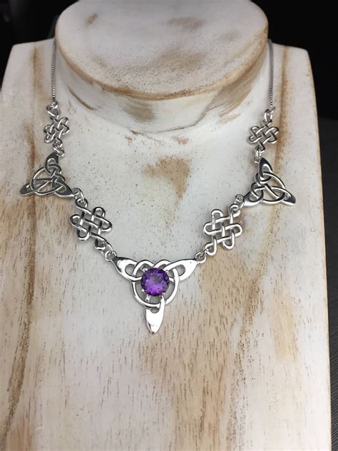 Celtic Knot Amethyst Sapphire Emerald Sterling Silver Necklaces, Irish Necklaces, Gifts For Her ...