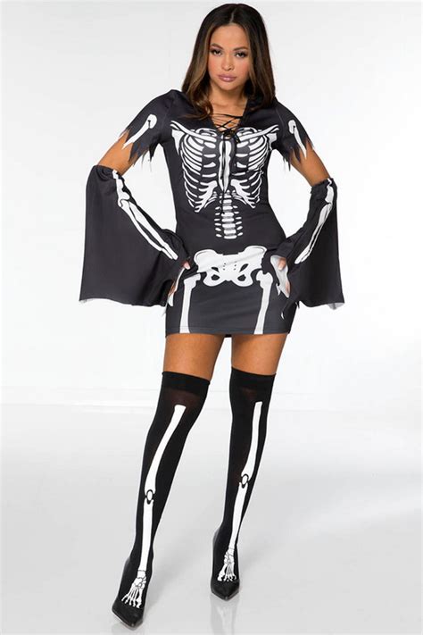 Haunted Skull Halloween Costume Dress - Spicy Lingerie