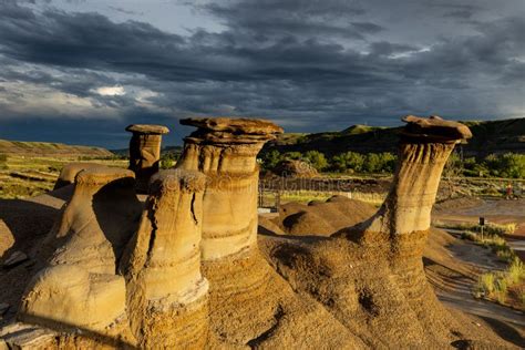 Hoodoos of Alberta by Drumheller in Canada Stock Image - Image of badlands, background: 158147869