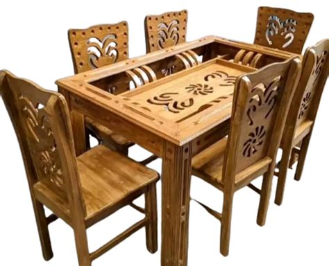 Glass Top 6 Chair Mehgony Wooden Dining Table. Victoria Design Dining