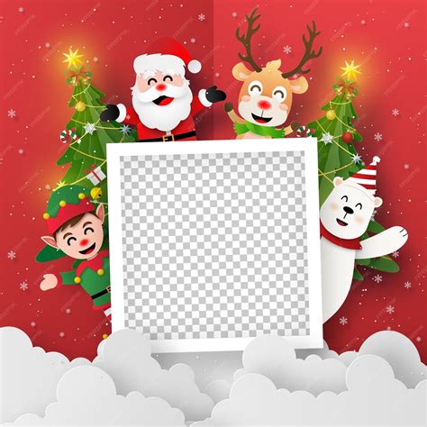 Premium Vector | Origami Paper art of blank photo with Santa Claus and ...