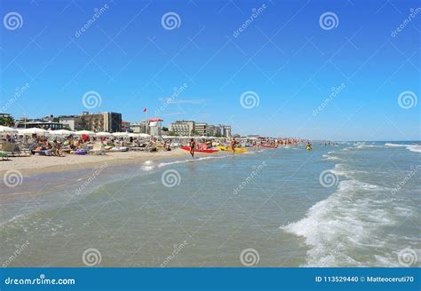 Riccione, Italy. the Shore of the Beach during Summer Time Editorial ...