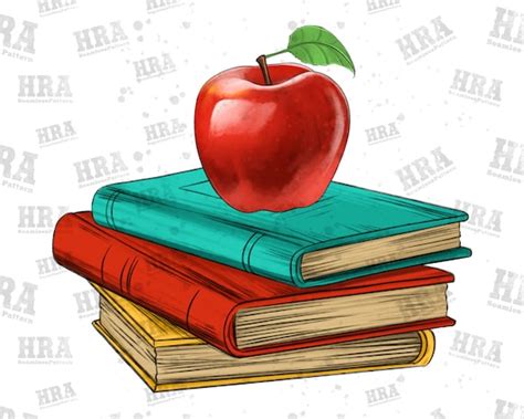 Teacher School Books With Apple Png Sublimation Design - Etsy