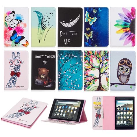 For Amazon Kindle Fire HD 8 HD8 2016 Tablet Case Print Design Flip ...