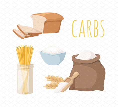 Carbs food vector illustration | Food Illustrations ~ Creative Market