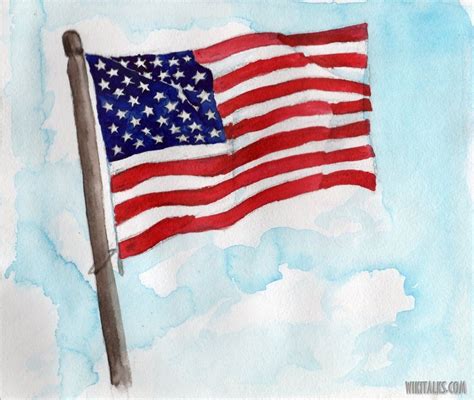 US Watercolor Canvas American Flag Art United States Painting Art on ...