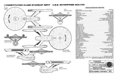 U.S.S. Enterprise NCC-1701 - Constitution Class Starship Refit Blueprints