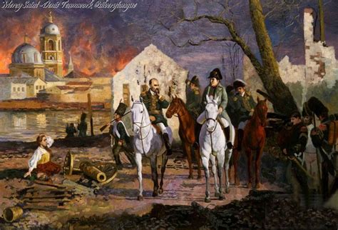 Napoleon Bonaparte in a Burning Moscow, 14 Sept 1812 by Simon Kozhin (2000). First French Empire ...