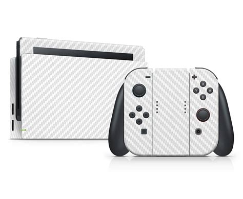 White Carbon Fiber - Skin for Nintendo Switch, JoyCons, Dock, Charger ...