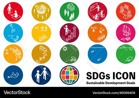 Sdgs circular icons of 17 goals Royalty Free Vector Image