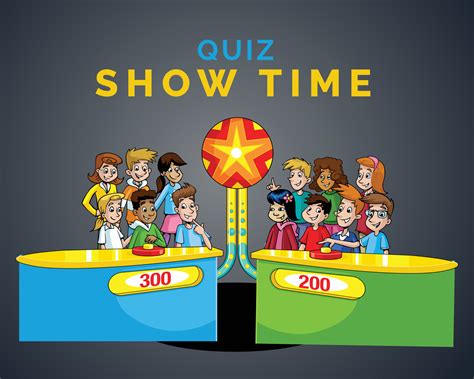 TV Quiz Show with Participants who Answer Questions and Cartoon Illustration Pro Vector ...