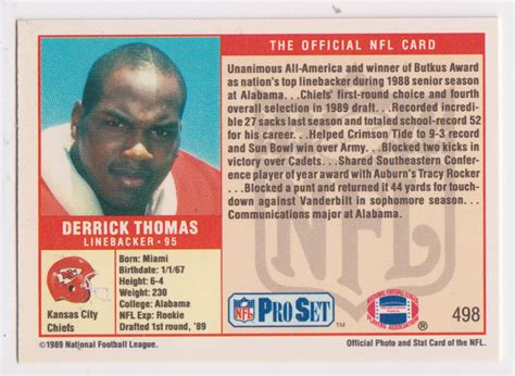 Derrick Thomas 1989 Pro Set #498 Rookie Card – DJS Pokemon Cards