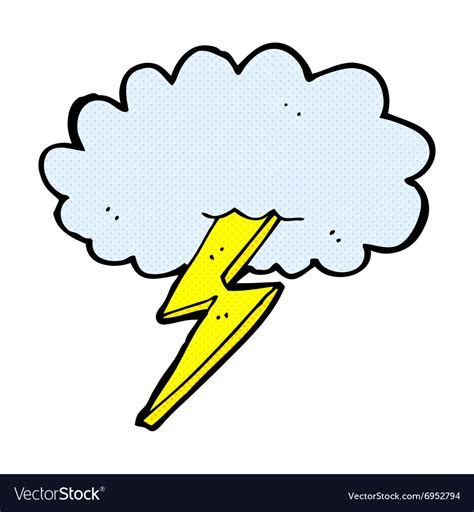 Comic cartoon lightning bolt and cloud Royalty Free Vector