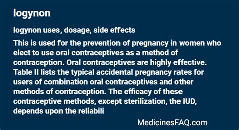 logynon: Uses, Dosage, Side Effects, FAQ - MedicinesFAQ