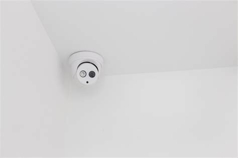 Premium Photo | Ceiling corner of white security camera