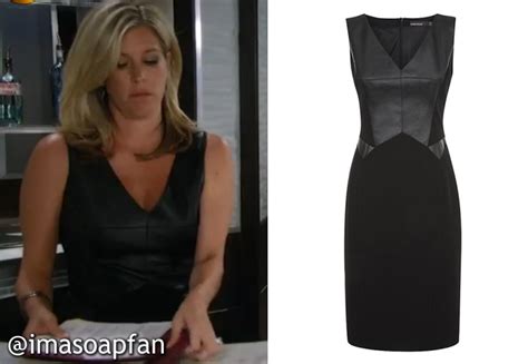 Carly Corinthos Jacks's Black Leather Paneled Dress - General Hospital ...