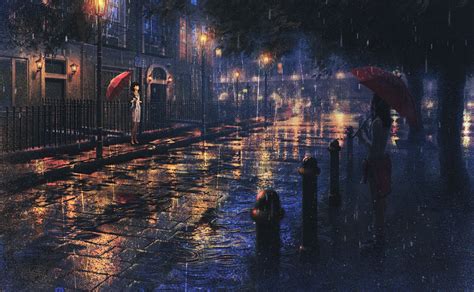 Contrast -night ver- | Rain wallpapers, Anime scenery, Anime background