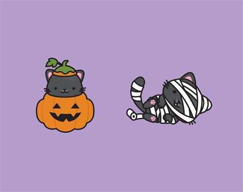 Premium Vector Clipart Kawaii Halloween Cats Cute | Etsy