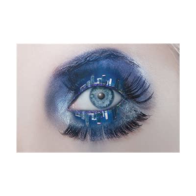 Poster blue eye makeup macro night city skyline eyelids - PIXERS.UK