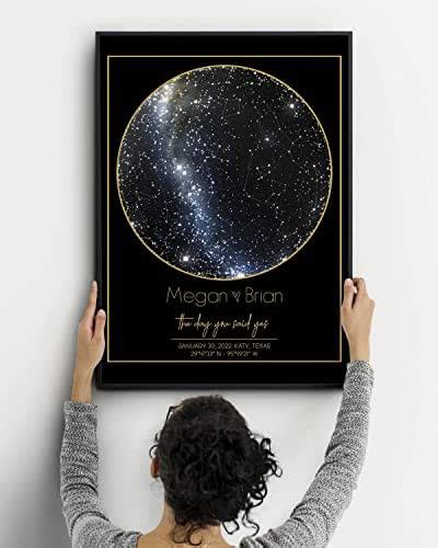 Amazon.com: Personalized Star Map Print Custom Constellation Poster Chart Night sky Wall Art ...