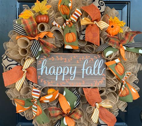 Fall Wreath Fall Front Door Wreath Thanksgiving Wreath - Etsy