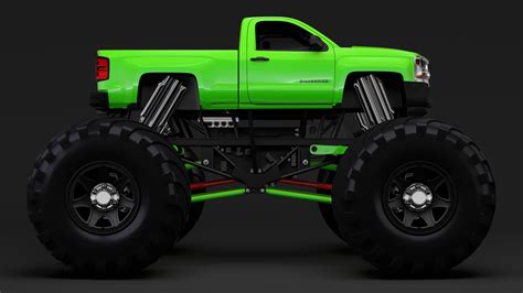 Monster Truck Chevrolet Silverado 3D Model - FlatPyramid