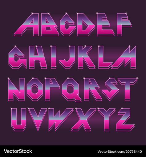 80 s retro alphabet font Royalty Free Vector Image