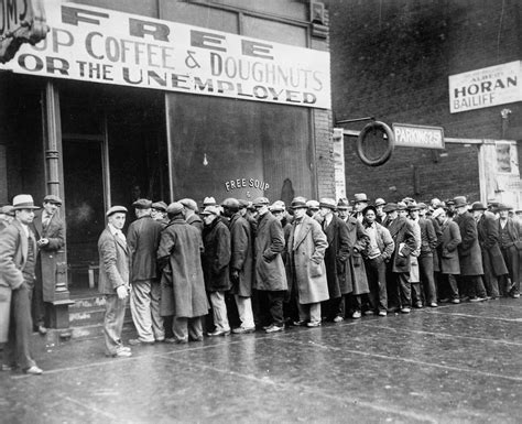 File:Unemployed men queued outside a depression soup kitchen opened in ...