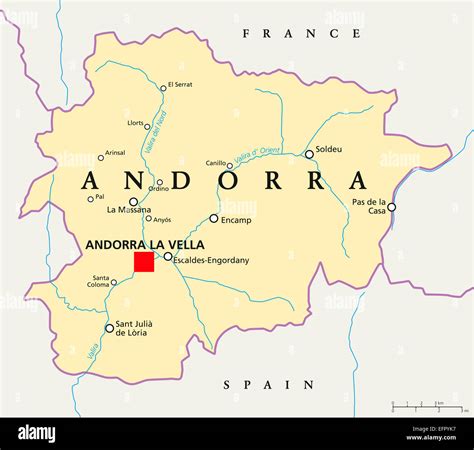 Andorra political map with capital Andorra la Vella, national borders ...