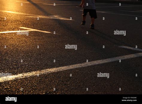 image of empty parking lot during sunset. asphalt background Stock ...